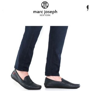 Marc Joseph Black Leather Driver Loafers